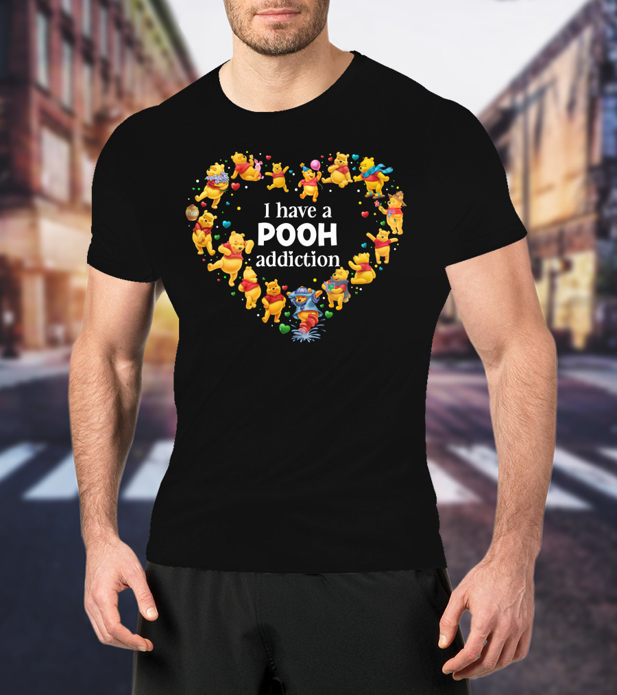 I Have A Pooh Addiction Heart-Shaped Iconic Characters Collection T-Shirt