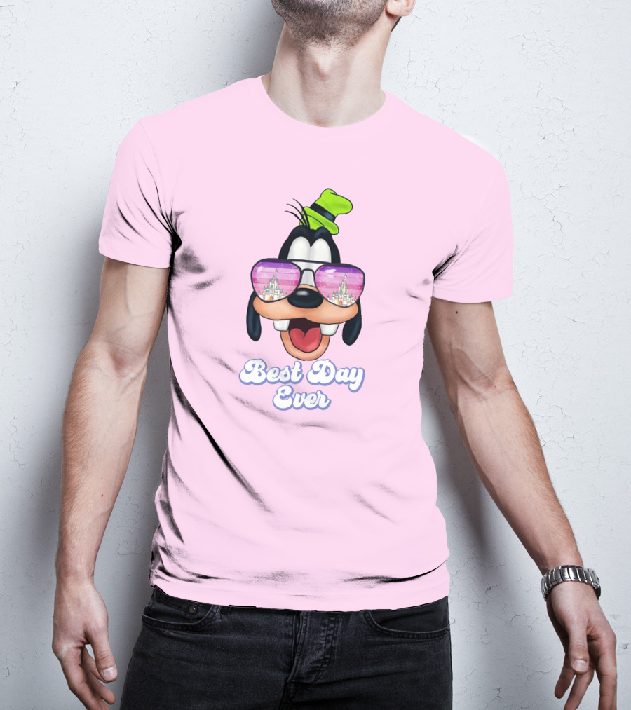 Goofy Best Day Ever Sunglasses Castle Reflection T-Shirt