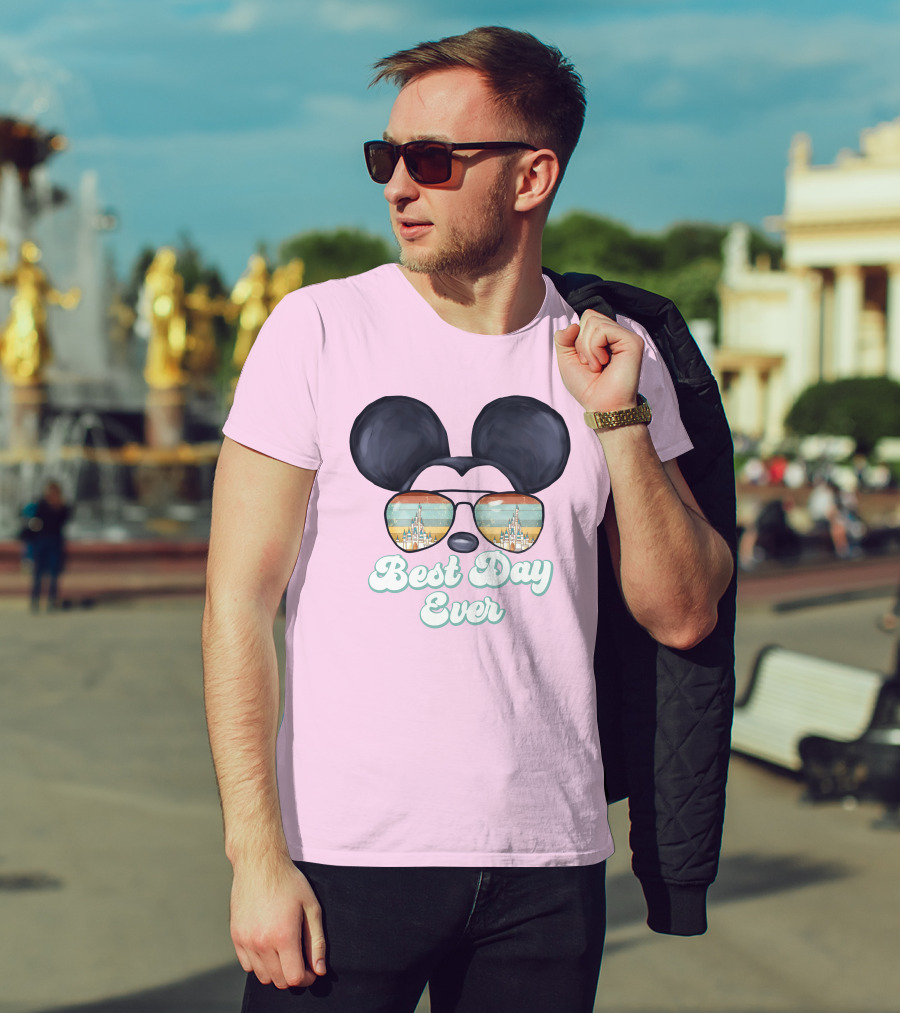 Mickey Best Day Ever Glasses Castle Retro T-Shirt