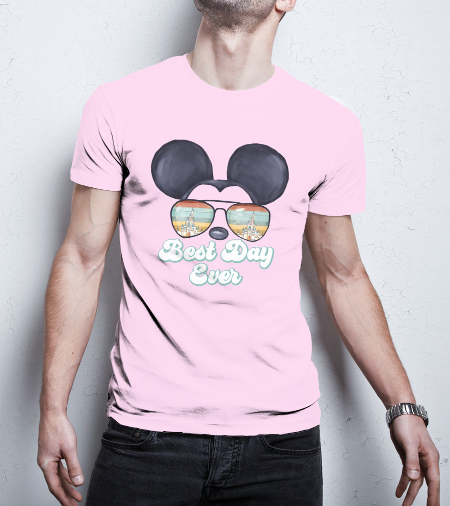 Mickey Best Day Ever Glasses Castle Retro T-Shirt