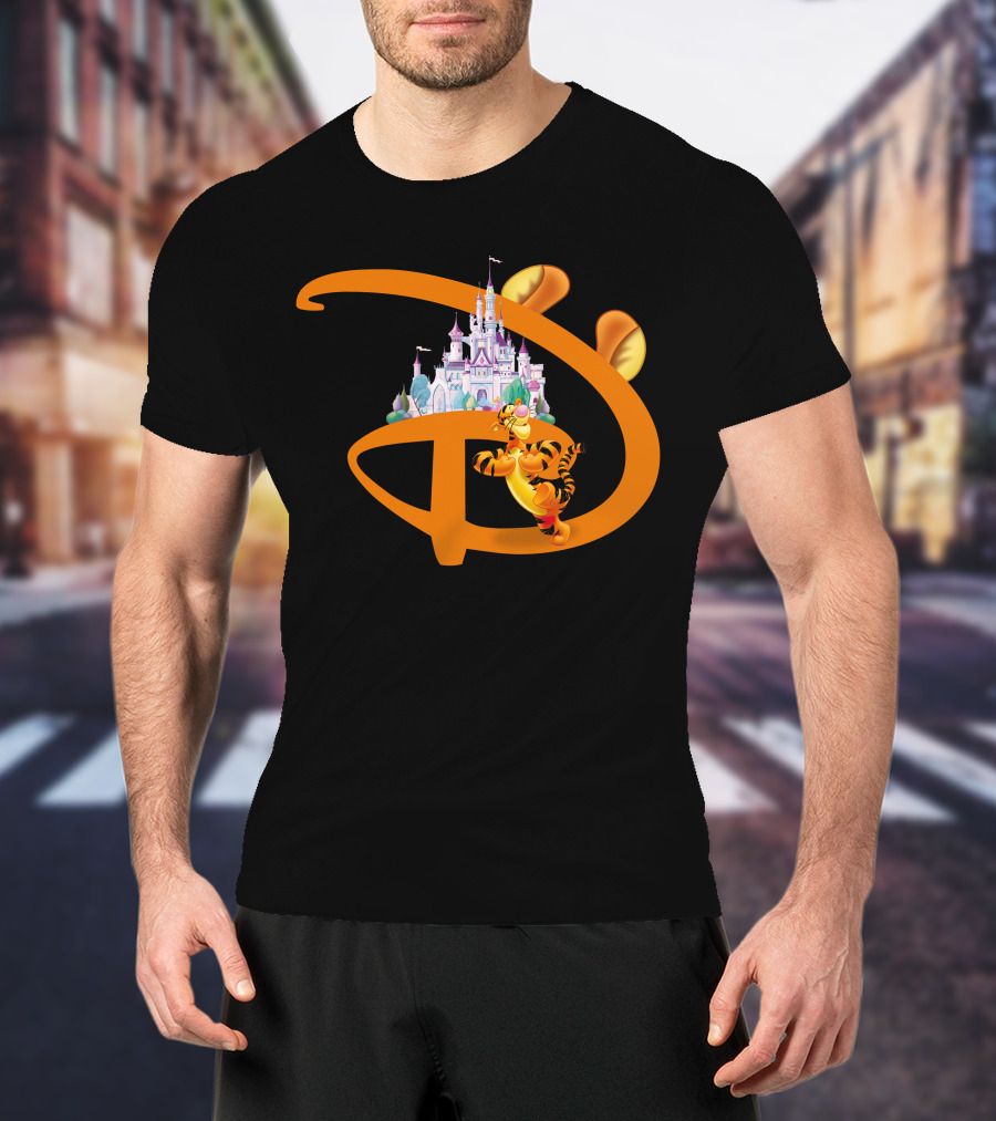 Tigger Disney Castle Icon With Orange D And Ears T-Shirt