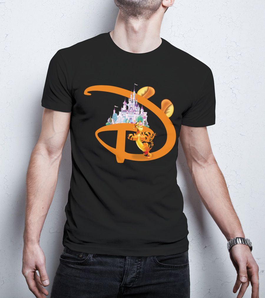 Tigger Disney Castle Icon With Orange D And Ears T-Shirt