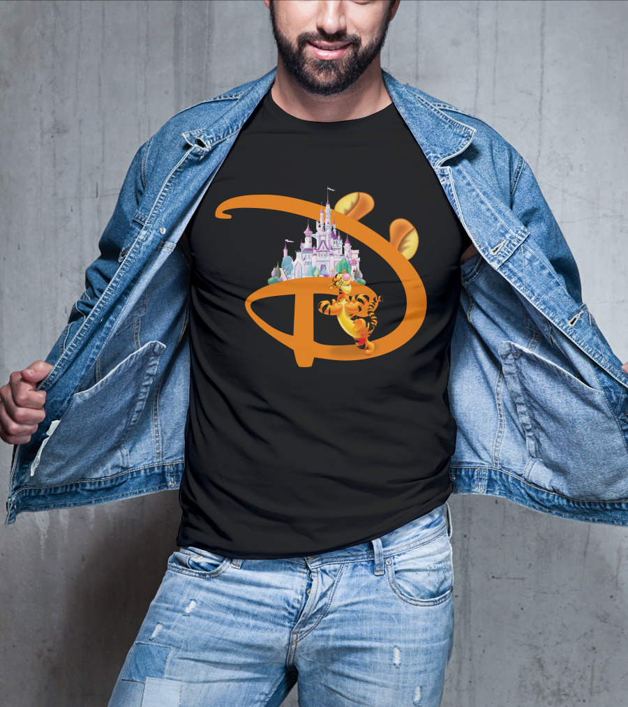 Tigger Disney Castle Icon With Orange D And Ears T-Shirt