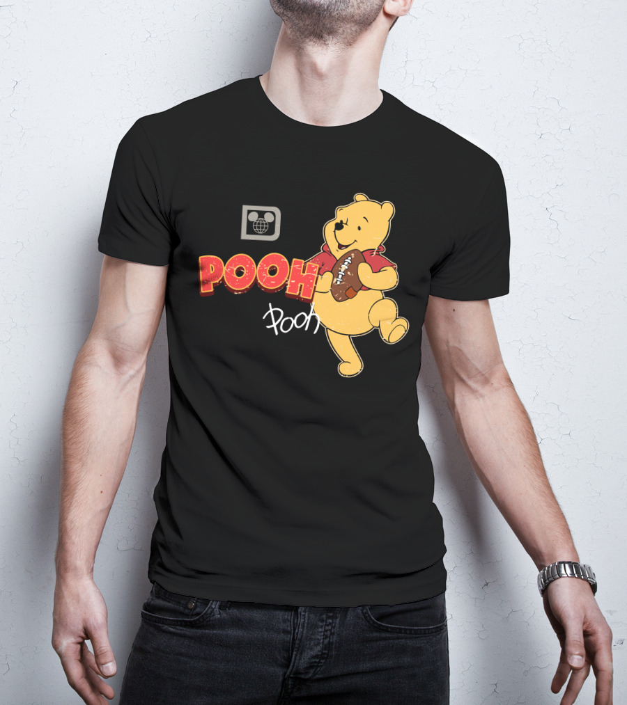 Pooh Football Holding Iconic Character With Vintage T-Shirt