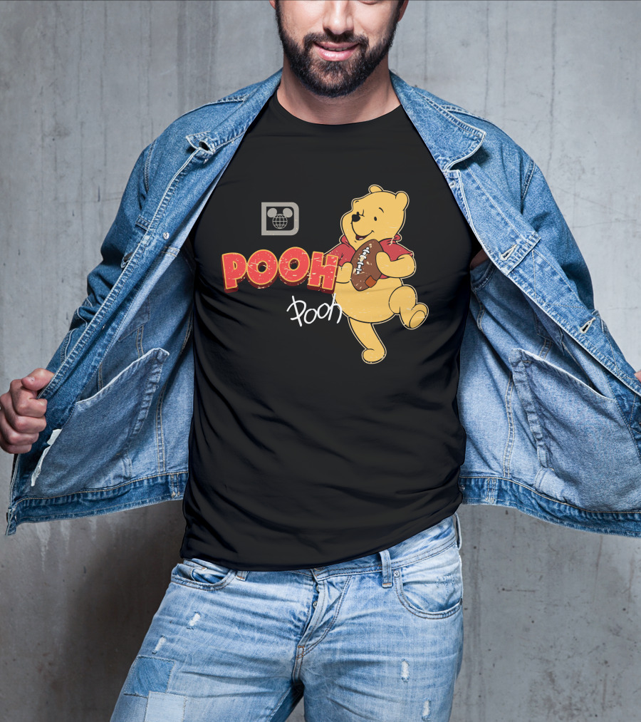 Pooh Football Holding Iconic Character With Vintage T-Shirt