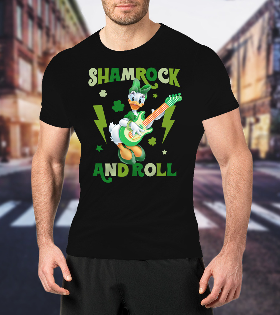 Shamrock And Roll Daisy Duck Rocks Out With Green Guitar T-Shirt