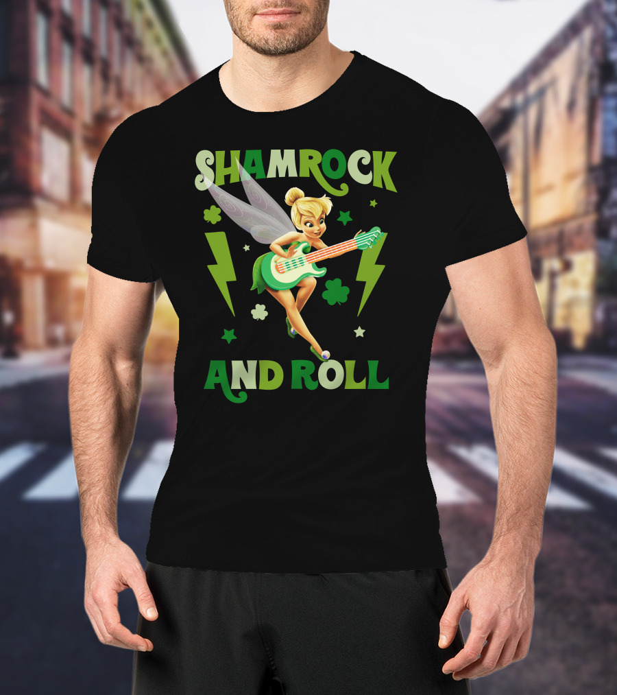Shamrock And Roll Tinkerbell Guitar Fairy T-Shirt