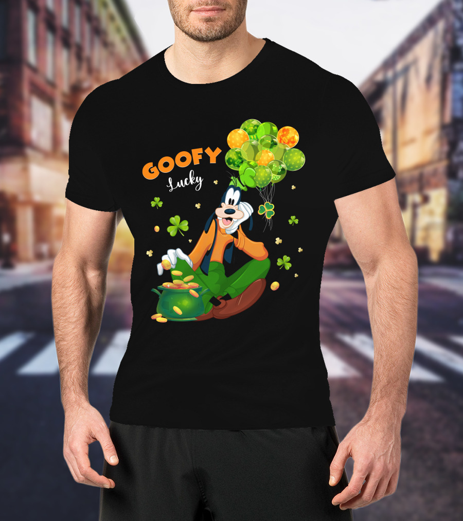 Goofy Lucky St. Patrick's Day Balloons And Shamrocks T-Shirt