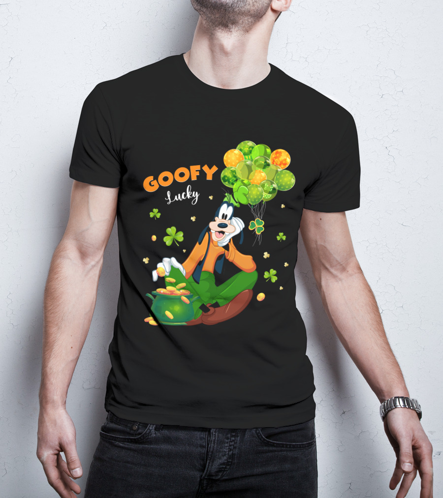 Goofy Lucky St. Patrick's Day Balloons And Shamrocks T-Shirt