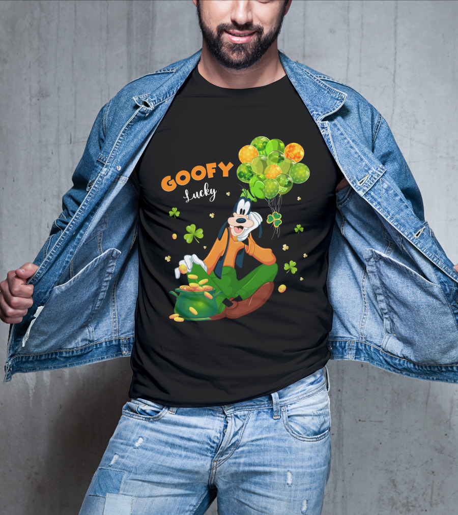 Goofy Lucky St. Patrick's Day Balloons And Shamrocks T-Shirt