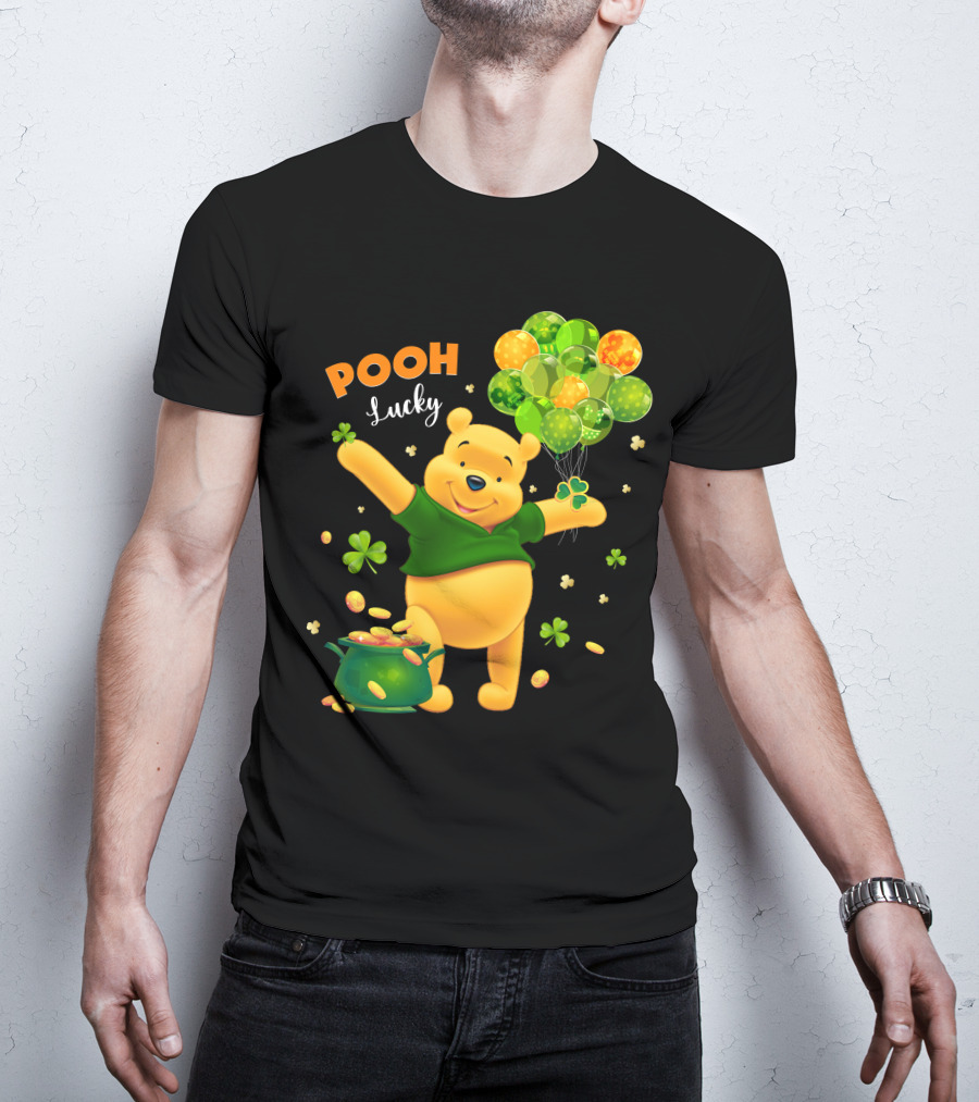 Pooh Lucky Balloons And Clover Celebration T-Shirt