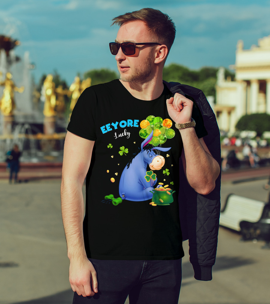 Eeyore Lucky Shamrock Coins Balloon Cluster T-Shirt