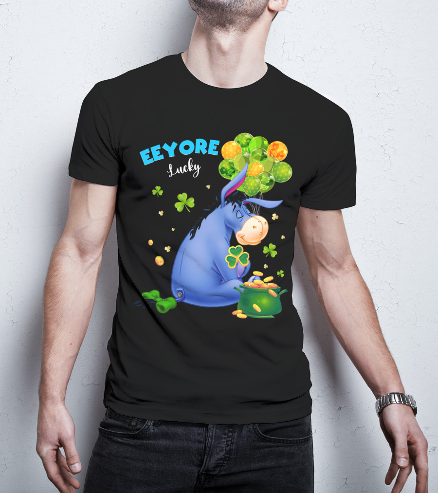 Eeyore Lucky Shamrock Coins Balloon Cluster T-Shirt