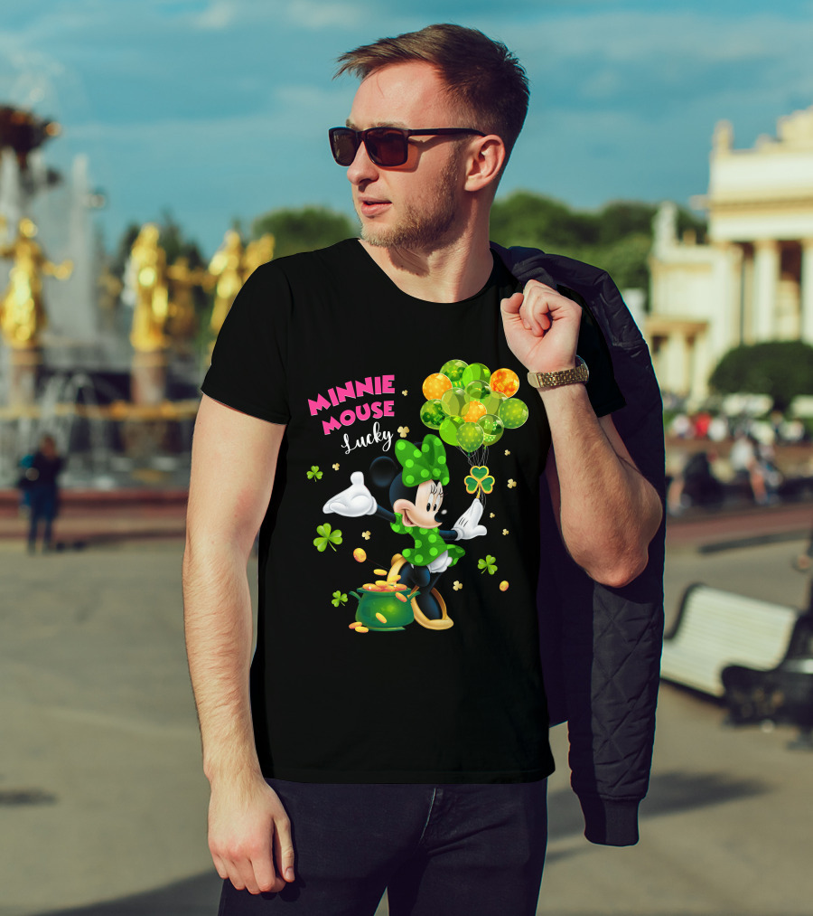 Minnie Mouse Lucky Balloons Shamrocks Coins T-Shirt