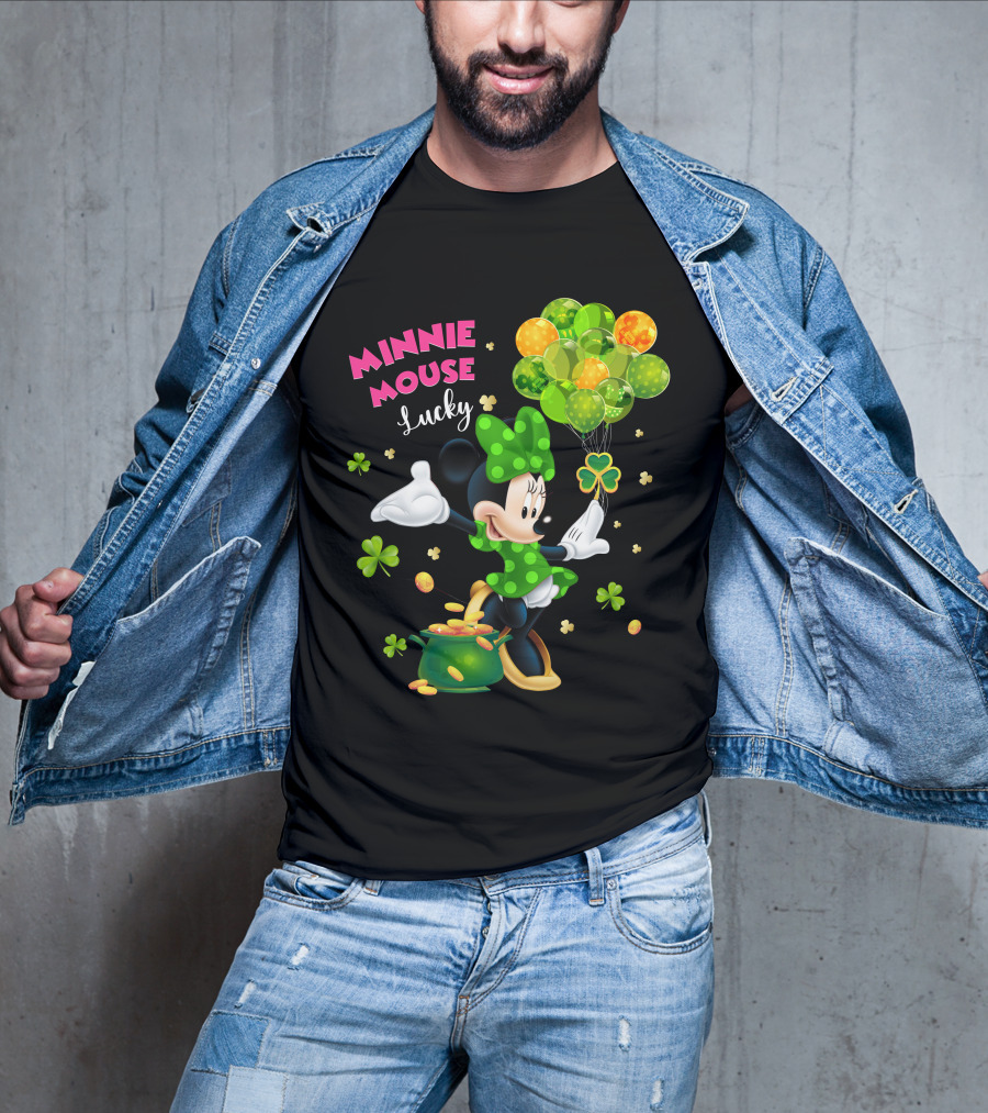 Minnie Mouse Lucky Balloons Shamrocks Coins T-Shirt