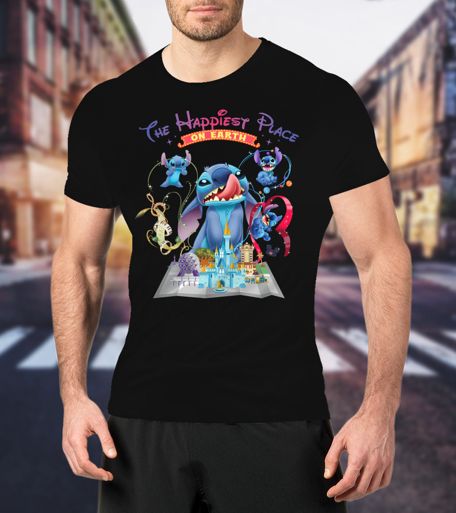 The Happiest Place On Earth Stitch Disney Parks Adventure T-Shirt