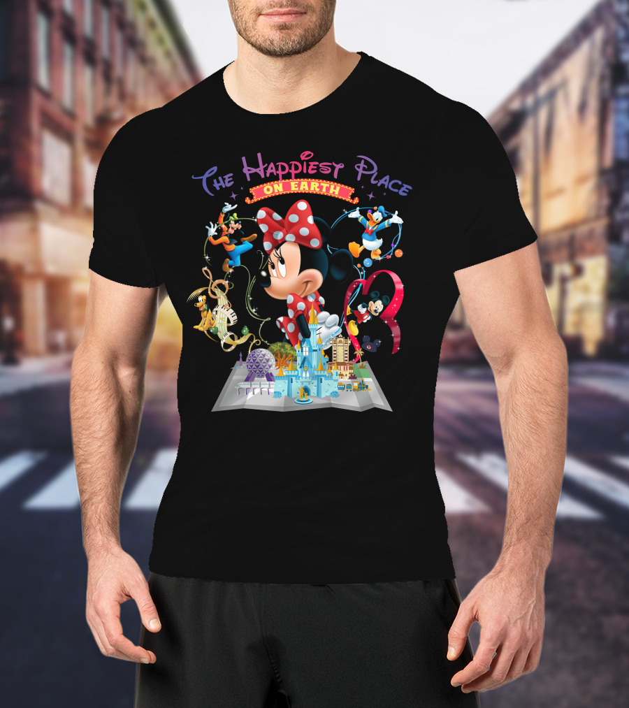 Minnie The Happiest Place On Earth Disney Characters And Castle T-Shirt