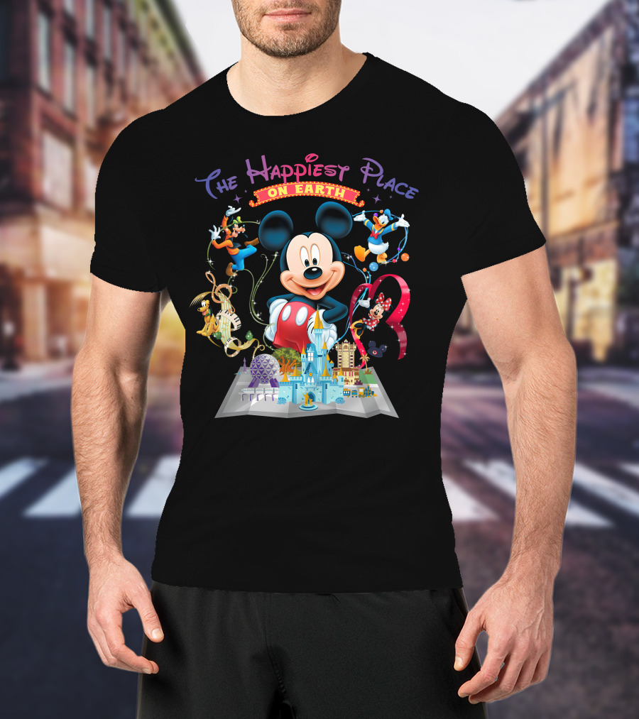The Happiest Place On Earth Mickey Mouse Disney Characters And Castle T-Shirt