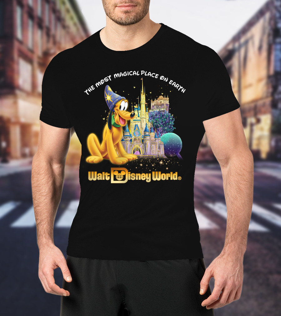 Walt Disney World The Most Magical Place On Earth Pluto Magical Castle T-Shirt