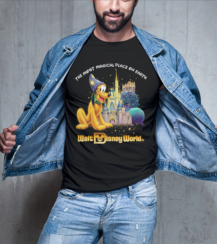 Walt Disney World The Most Magical Place On Earth Pluto Magical Castle T-Shirt