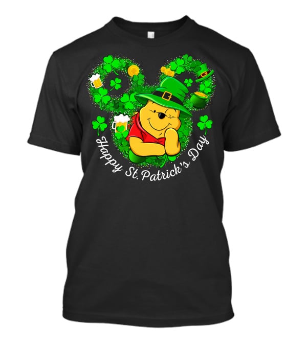 Happy St. Patrick's Day Pooh Shamrock And Leprechaun Hat T-Shirt