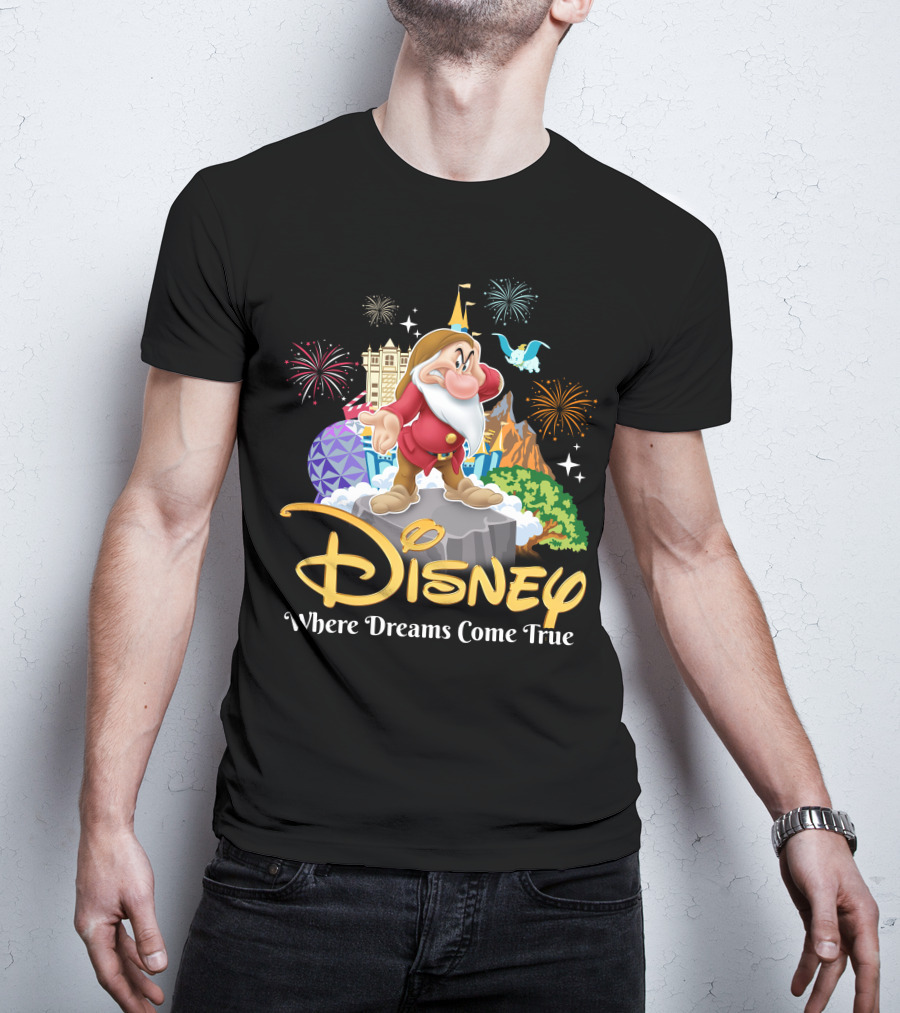Disney Grumpy Where Dreams Come True Fireworks Celebration T-Shirt