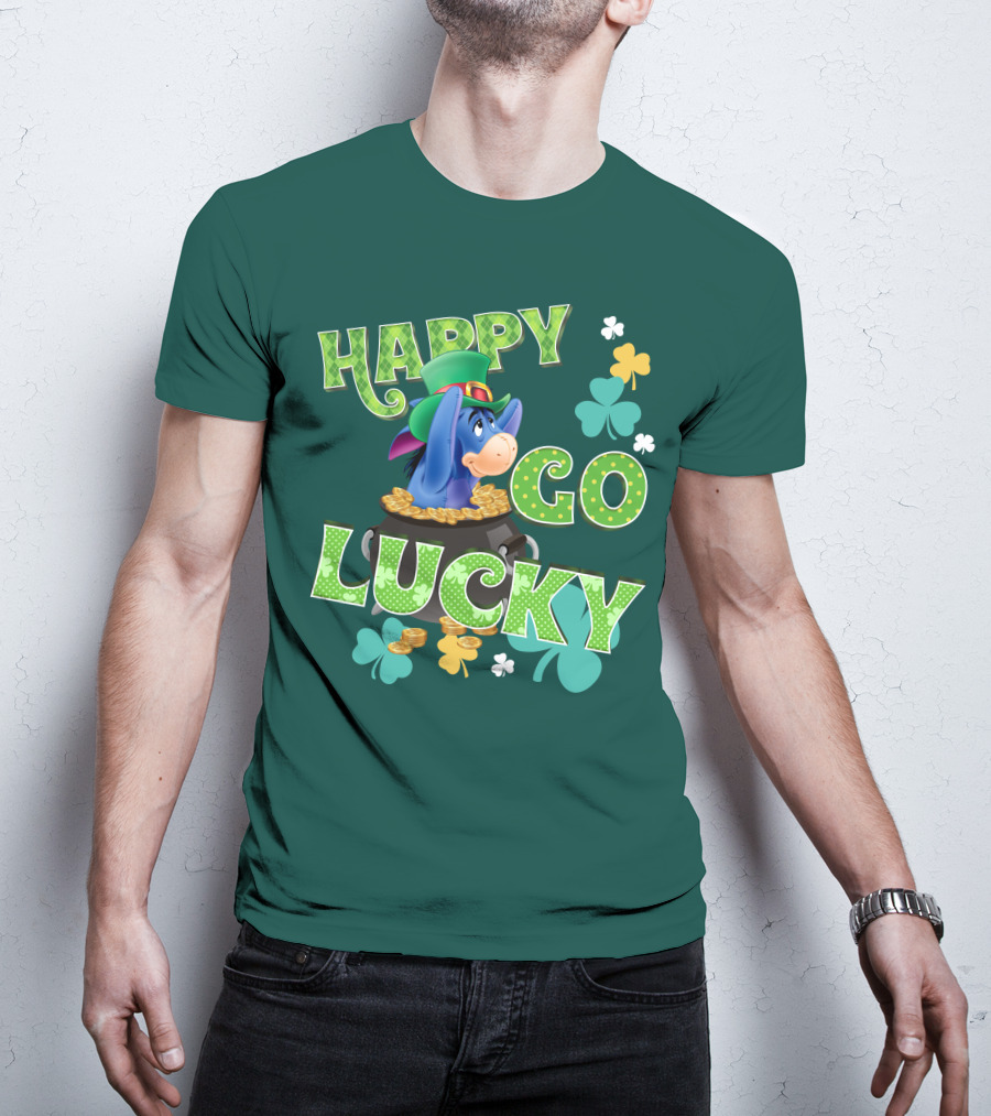 Eeyore Happy Go Lucky St. Patrick's Day Pot Of Gold T-Shirt