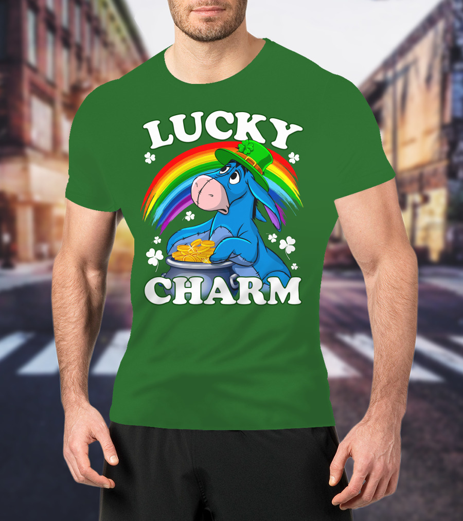 Lucky Charm Eeyore Rainbow St. Patrick's Day T-Shirt