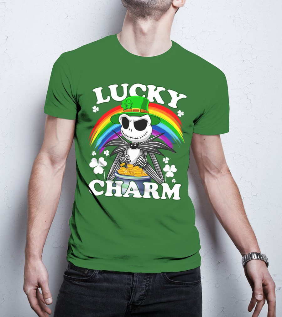 Lucky Charm Jack Skellington Rainbow Shamrock T-Shirt
