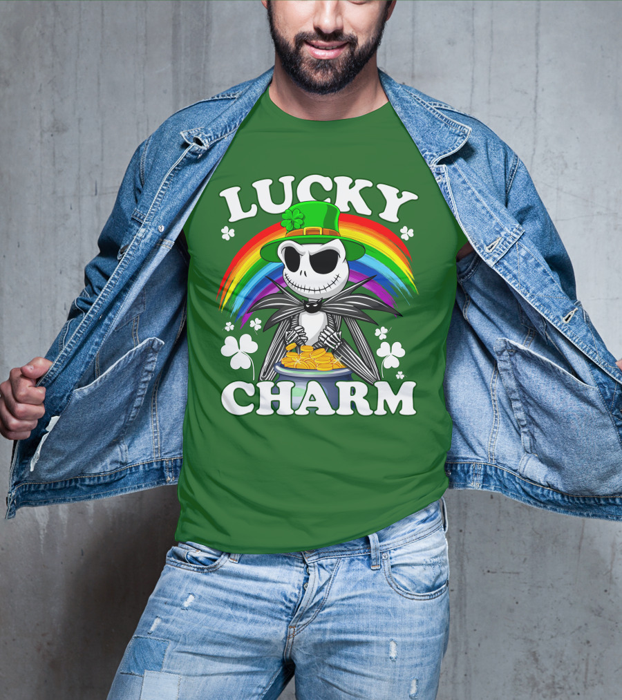 Lucky Charm Jack Skellington Rainbow Shamrock T-Shirt
