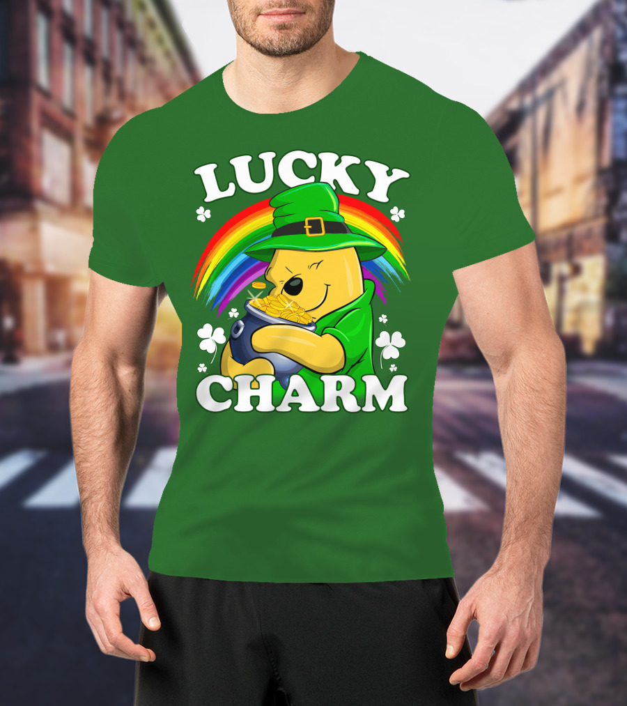Lucky Charm Pooh Rainbow Pot Of Gold T-Shirt