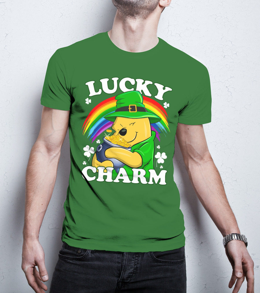 Lucky Charm Pooh Rainbow Pot Of Gold T-Shirt