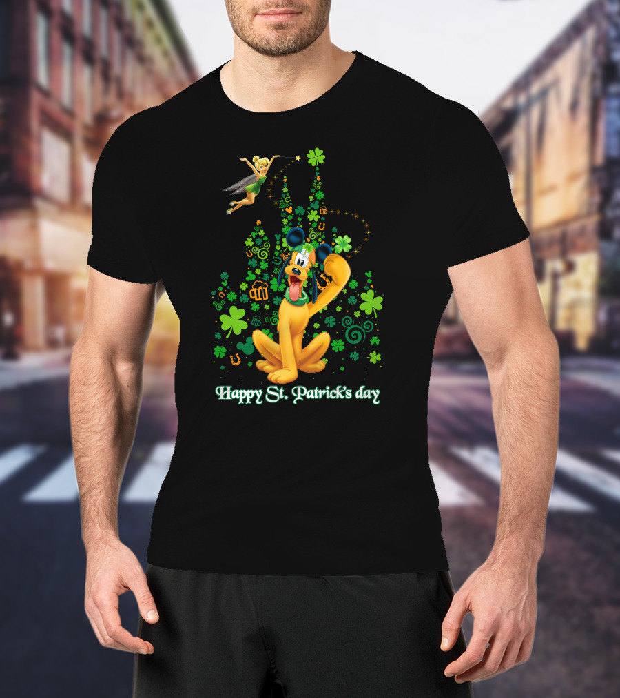 Happy St. Patrick's Day Pluto And Tinker Bell Disney Celebration T-Shirt