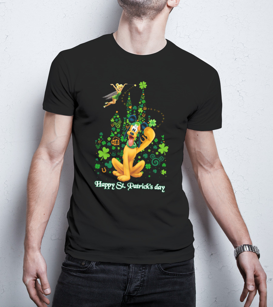 Happy St. Patrick's Day Pluto And Tinker Bell Disney Celebration T-Shirt