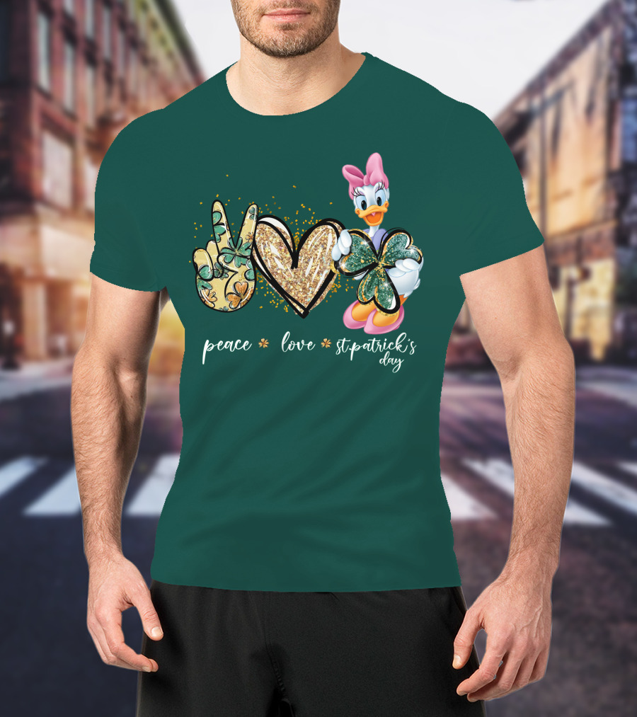 Peace Love St. Patrick's Day Daisy Duck Shamrock T-Shirt