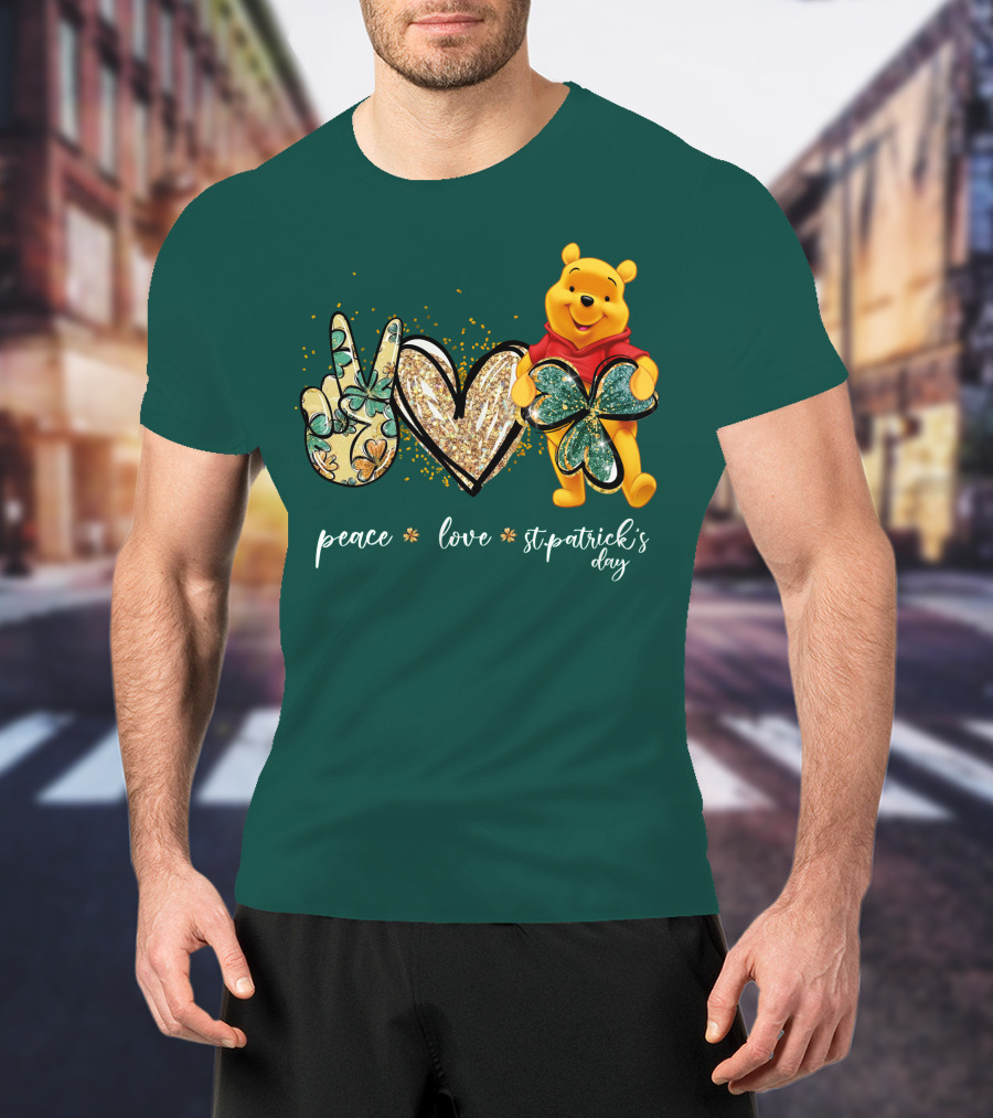 Peace Love St. Patrick's Day Pooh T-Shirt