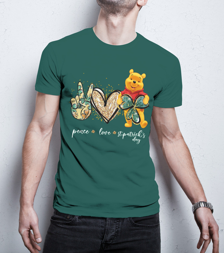 Peace Love St. Patrick's Day Pooh T-Shirt