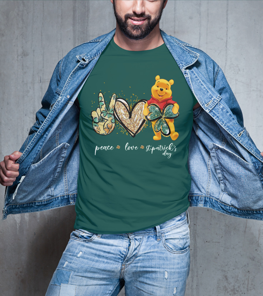 Peace Love St. Patrick's Day Pooh T-Shirt