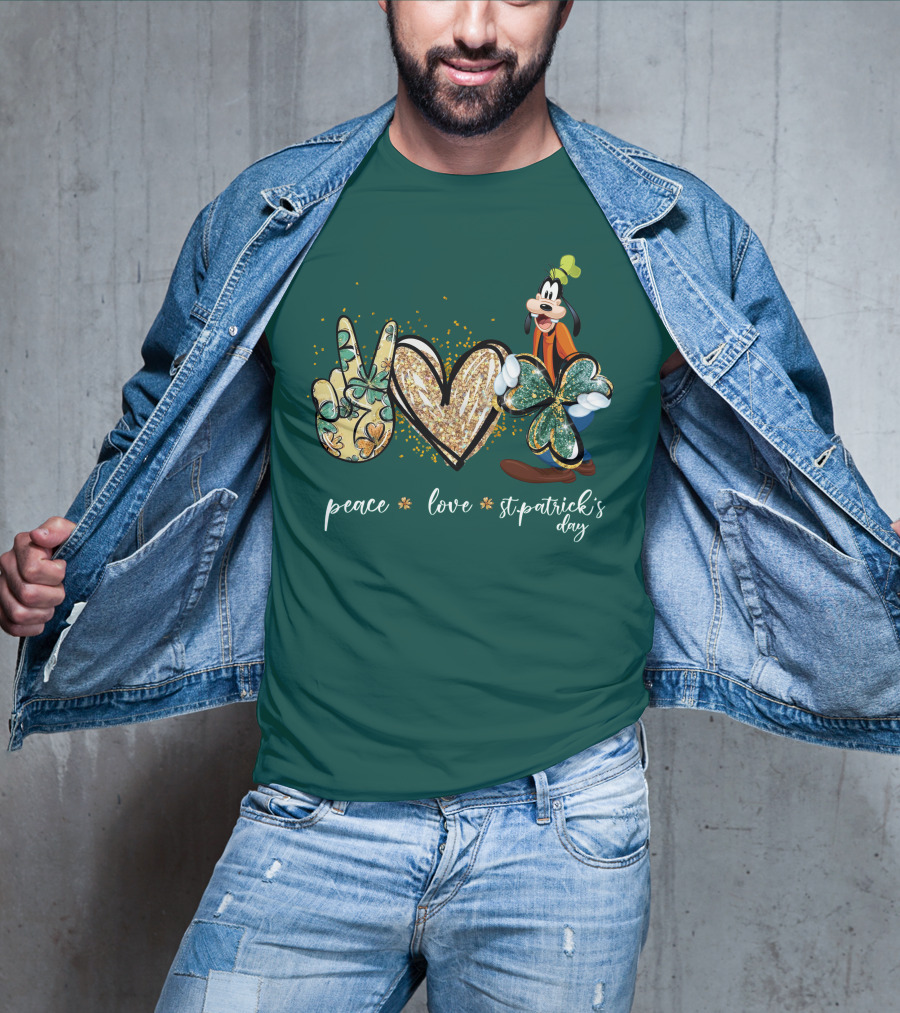 Goofy Peace Love St. Patrick's Day T-Shirt