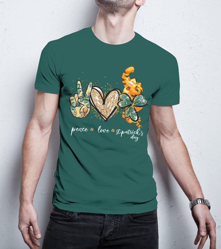 Tigger Peace Love St. Patrick's Day T-Shirt