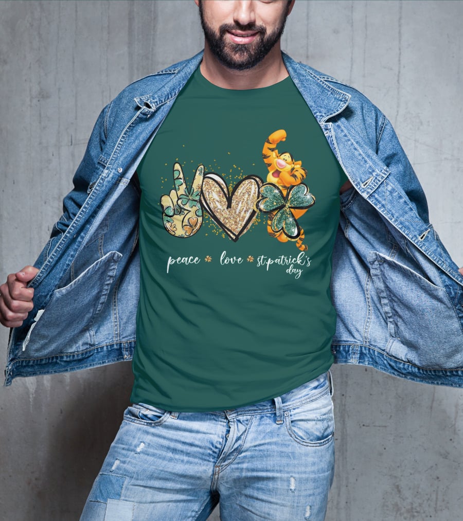 Tigger Peace Love St. Patrick's Day T-Shirt