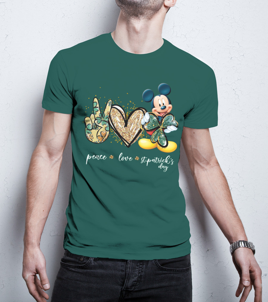 Peace Love St. Patrick's Day Mickey T-Shirt