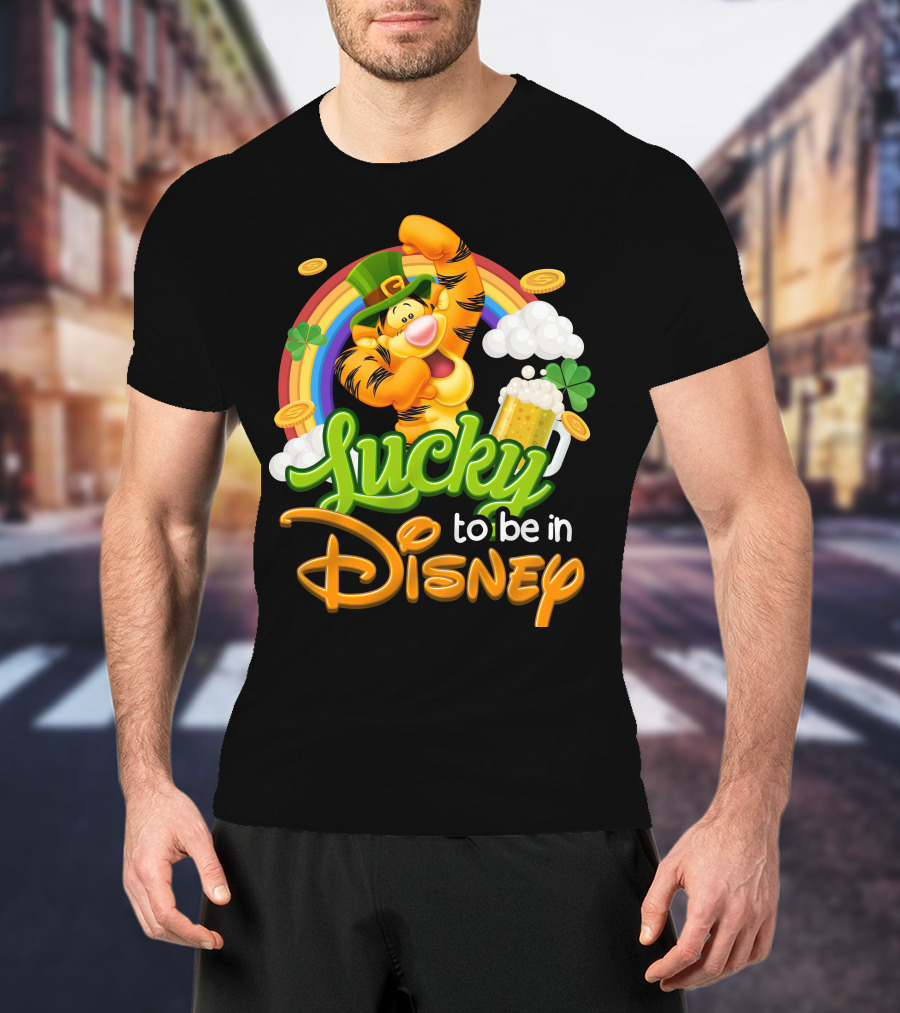 Lucky To Be In Disney Tigger Rainbow Clover St. Patrick's Celebration T-Shirt
