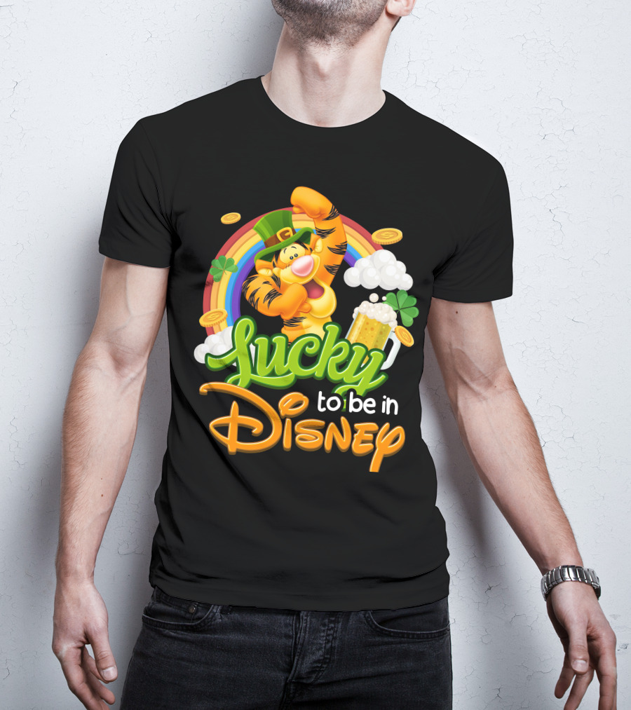 Lucky To Be In Disney Tigger Rainbow Clover St. Patrick's Celebration T-Shirt