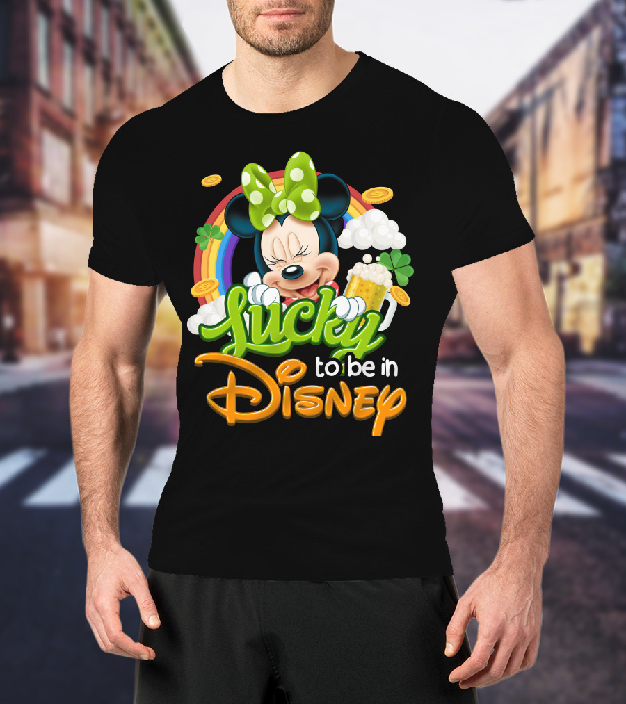 Lucky To Be In Disney Minnie Rainbow Coins T-Shirt