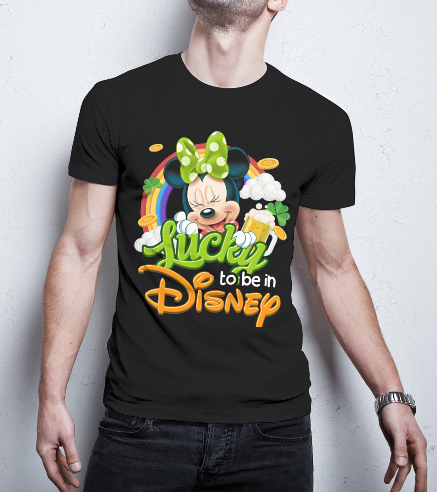 Lucky To Be In Disney Minnie Rainbow Coins T-Shirt