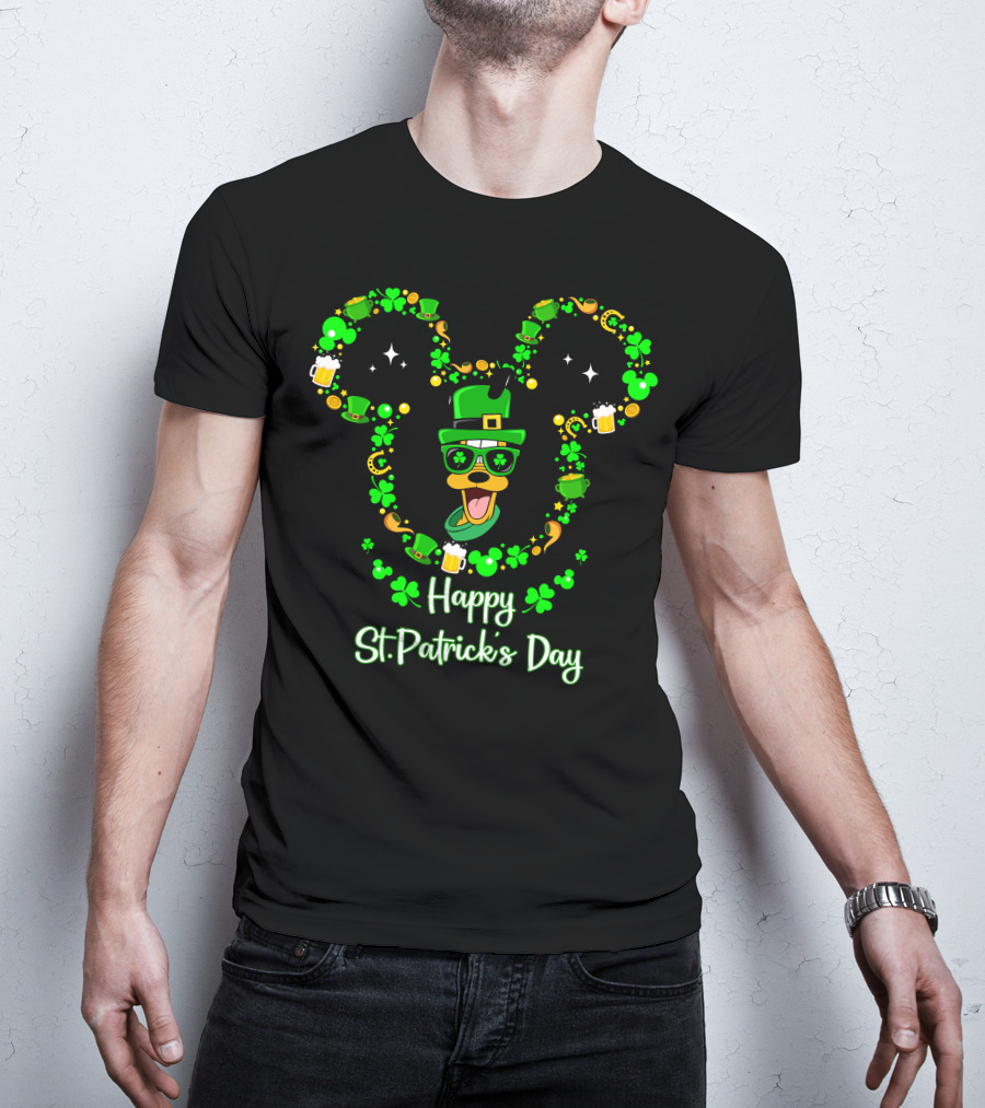 Happy St. Patrick's Day Pluto Lucky Clover Hat And Green Beer T-Shirt