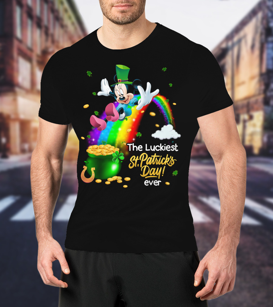 Minnie The Luckiest St. Patrick's Day Ever Rainbow Pot Of Gold T-Shirt