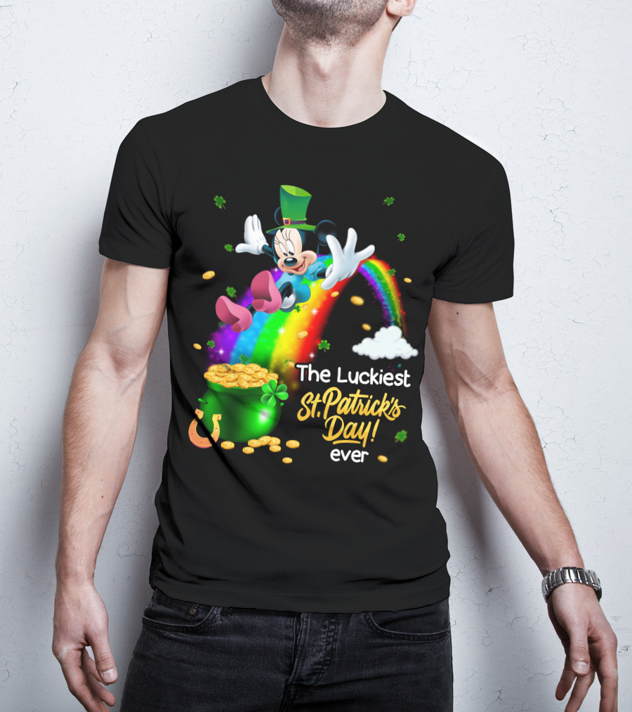 Minnie The Luckiest St. Patrick's Day Ever Rainbow Pot Of Gold T-Shirt