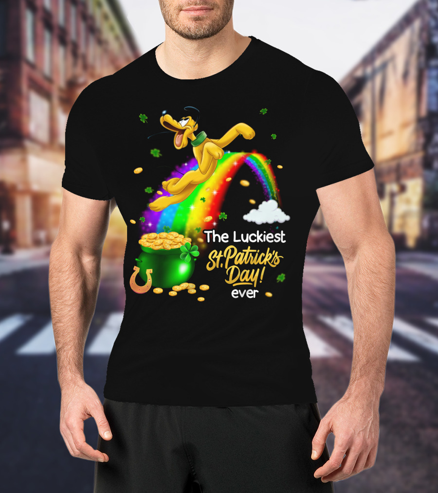 The Luckiest St. Patrick's Day Ever Pluto Rainbow Pot Of Gold T-Shirt